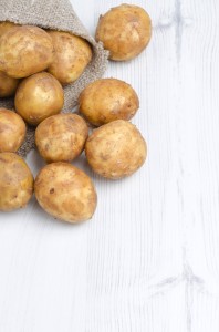 Potatoes white background flip