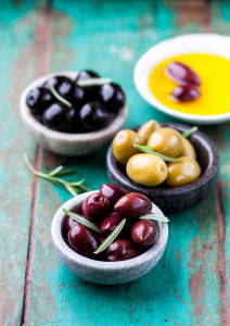Various bowls of olives
