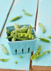Peas in blue box